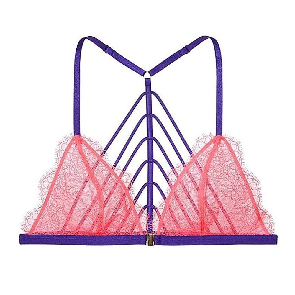 VS Very Sexy Pink Eyelash Purple Strappy Bralette